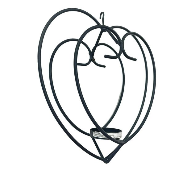 Black Rustic Wrought Iron Heart Shaped Candle‎ Holder For Tealight Candle - Picture 3 of 5